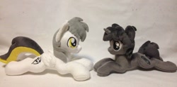 Size: 960x476 | Tagged: safe, artist:burgunzik, oc, oc only, oc:kate, oc:kej, pony, couple, duo, irl, k+k, photo, plushie