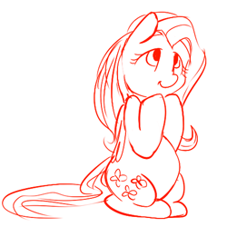 Size: 450x450 | Tagged: safe, artist:mt, fluttershy, pegasus, pony, chubby, fattershy, monochrome, solo