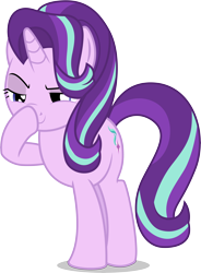 Size: 8054x10941 | Tagged: safe, artist:illumnious, starlight glimmer, pony, unicorn, every little thing she does, absurd resolution, boop, c:, female, glare, glimmerposting, lidded eyes, mare, raised eyebrow, raised hoof, self-boop, simple background, smiling, smirk, snark, solo, transparent background, up to no good, vector