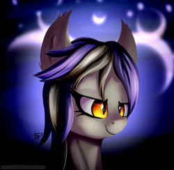 Size: 1100x1072 | Tagged: safe, artist:mercurial64, oc, oc only, oc:night shade, bat pony, bat pony oc, bust, portrait, solo