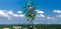 Size: 1024x500 | Tagged: safe, artist:zeldarondl, gaea everfree, gloriosa daisy, equestria girls, legend of everfree, atlanta, equestria girls in real life, georgia, giantess, macro, magical geodes, solo, this will end in pain