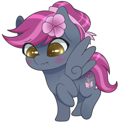 Size: 1280x1280 | Tagged: safe, artist:askamberfawn, oc, oc only, oc:nishi blossom, pegasus, pony, chibi, female, solo