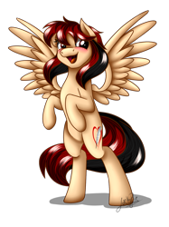 Size: 1120x1500 | Tagged: safe, artist:jack-pie, oc, oc only, oc:jack pie, pegasus, pony, cute, female, mare, ocbetes, open mouth, rearing, simple background, smiling, solo, spread wings, transparent background