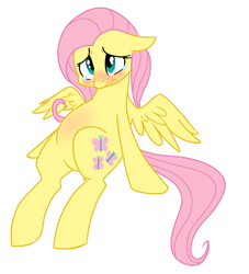 Size: 600x660 | Tagged: safe, artist:elslowmo, artist:jessy, fluttershy, pegasus, pony, belly, blushing, chubby, crying, floppy ears, frown, wavy mouth