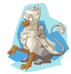 Size: 1280x1349 | Tagged: safe, artist:thekuto, oc, oc only, oc:der, bird, griffon, leg band, micro, solo