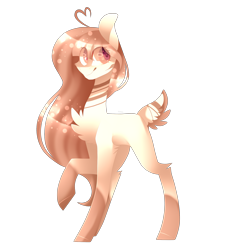 Size: 2785x3049 | Tagged: safe, artist:huirou, oc, oc only, oc:tiffany brown, deer pony, original species, chest fluff, raised hoof, simple background, solo, transparent background