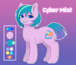 Size: 4200x3600 | Tagged: safe, artist:fawness, oc, oc only, oc:cyber mist, pony, absurd resolution, aesthetics, female, reference sheet, solo, vaporwave