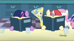 Size: 1920x1080 | Tagged: safe, screencap, lemon hearts, minuette, moondancer, twilight sparkle, twinkleshine, amending fences, beaker, book, erlenmeyer flask, filly, flaskhead hearts, wat