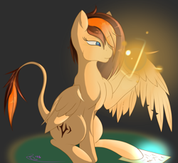 Size: 2901x2662 | Tagged: safe, artist:epicenehs, oc, oc only, oc:aerion featherquill, pegasus, pony, female, magic, simple background, sitting, solo