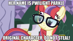 Size: 897x500 | Tagged: safe, edit, edited screencap, screencap, moondancer, pony, unicorn, amending fences, do not steal, donut steel, female, image macro, mare, meme, recolor, solo