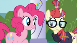 Size: 715x404 | Tagged: safe, screencap, moondancer, pinkie pie, earth pony, pony, amending fences, glasses