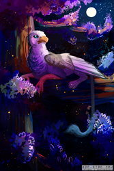 Size: 667x1000 | Tagged: safe, artist:godbird, oc, oc only, oc:der, griffon, micro, tree