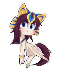 Size: 800x977 | Tagged: safe, artist:riouku, oc, oc only, oc:nawa, pegasus, pony, blushing, bracelet, colored pupils, egyptian, female, headdress, jewelry, mare, simple background, solo, transparent background, wing fluff