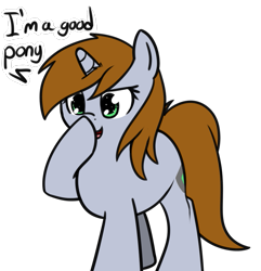 Size: 837x867 | Tagged: safe, artist:neuro, oc, oc only, oc:littlepip, pony, unicorn, fallout equestria, boop, dialogue, female, mare, raised hoof, raised leg, self-boop, silly, simple background, solo, transparent background