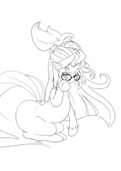 Size: 818x1157 | Tagged: safe, artist:heizou112, moondancer, amending fences, glasses, grayscale, monochrome