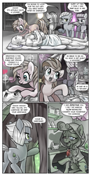 Size: 665x1278 | Tagged: safe, artist:pencils, limestone pie, marble pie, maud pie, oc, oc:anon, oc:mascara maroon, oc:saltsimmer talltail, earth pony, human, pony, comic:anon's pie adventure, barefoot, comic, feet, female, heart eyes, human male, male, mare, monochrome, sparkling eyes, unconscious, wingding eyes