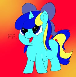 Size: 1260x1280 | Tagged: safe, artist:watertimdragon, oc, oc only, oc:jester bells, bow, chubby, cute, filly, solo