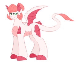 Size: 1024x835 | Tagged: safe, artist:soft-arthropod, oc, oc only, oc:pink quartz, dracony, hybrid, interspecies offspring, offspring, parent:rarity, parent:spike, parents:sparity, solo