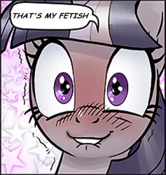 Size: 430x454 | Tagged: safe, artist:pencils, twilight sparkle, twilight sparkle (alicorn), alicorn, pony, blushing, female, fetish, lip bite, mare, reaction image, shaking, solo, that is my fetish, wide eyes