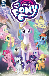 Size: 1400x2154 | Tagged: safe, artist:pencils, derpibooru import, idw, applejack, fluttershy, pinkie pie, princess celestia, rainbow dash, rarity, twilight sparkle, alicorn, earth pony, pegasus, pony, unicorn, spoiler:comic, spoiler:comicidw2020, cute, dashabetes, eyes closed, female, filly, filly applejack, filly fluttershy, filly pinkie pie, filly rainbow dash, filly rarity, filly twilight sparkle, flying, frown, grin, happy, jackabetes, jumping, lidded eyes, looking up, majestic, mane six, open mouth, raribetes, shyabetes, smiling, sparkles, spread wings, squee, twiabetes, underhoof, wings, younger