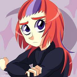 Size: 900x900 | Tagged: safe, artist:silbersternenlicht, moondancer, human, amending fences, humanized, solo