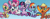 Size: 795x296 | Tagged: safe, artist:pencils, derpibooru import, idw, applejack, fluttershy, pinkie pie, rainbow dash, rarity, twilight sparkle, unicorn twilight, earth pony, pegasus, pony, unicorn, spoiler:comic, spoiler:comicidw2020, applejack cries on the inside, crying, cute, daaaaaaaaaaaw, dashabetes, diapinkes, eyes closed, feels, female, filly, filly applejack, filly fluttershy, filly pinkie pie, filly rainbow dash, filly rarity, filly twilight sparkle, hair over one eye, idw is trying to murder us, jackabetes, mane six, mare, messy mane, on back, on side, open mouth, pencils is trying to murder us, raribetes, sad, sadorable, shyabetes, sitting, smiling, tears of joy, teary eyes, time paradox, twiabetes, underhoof, waving, weapons-grade cute, younger