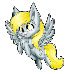 Size: 2400x2490 | Tagged: safe, artist:hiro-uzumaki, derpy hooves, pegasus, pony, simple background, solo, spread wings, tongue out, transparent background