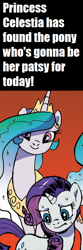 Size: 272x816 | Tagged: safe, artist:pencils, derpibooru import, idw, princess celestia, rarity, alicorn, pony, unicorn, spoiler:comic, spoiler:comic82, comic, cropped, meme, trollestia