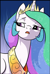 Size: 1095x1636 | Tagged: safe, artist:pencils, princess celestia, alicorn, pony, comic:anon's pie adventure, cropped, female, lidded eyes, mare, open mouth, solo