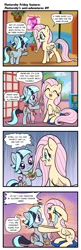 Size: 625x1920 | Tagged: safe, artist:pencils, derpibooru import, fluttershy, pinkie pie, oc, oc:short cut, earth pony, pegasus, pony, comic:fluttershy's anti-adventures, apron, bipedal, bipedal leaning, brush, clothes, comb, comic, crying, eyeshadow, hairbrush, makeup, midget horse, overreaction, pillow, puns in the comments, scissors, scrunchy face, sitting, slice of life, sweat