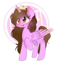 Size: 1545x1660 | Tagged: safe, artist:windymils, oc, oc only, alicorn, pony, crown, female, jewelry, mare, raised hoof, regalia, simple background, solo, transparent background