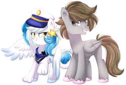 Size: 1024x694 | Tagged: safe, artist:slasharu, oc, oc only, oc:digital dusk, oc:star seeker, hippogriff, hybrid, pegasus, pony, female, male, simple background, stallion, transparent background