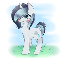 Size: 1314x1213 | Tagged: safe, artist:windymils, oc, oc only, pony, unicorn, blushing, female, mare, solo