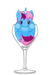 Size: 601x900 | Tagged: safe, artist:rilefelt, oc, oc only, oc:parcly taxel, alicorn, pony, alicorn oc, cup, cup of pony, glass, horn ring, looking at you, micro, simple background, solo, transparent background, wine glass