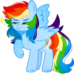 Size: 1427x1483 | Tagged: safe, artist:kotoink, rainbow dash, pegasus, pony, eyes closed, raised hoof, simple background, solo, transparent background