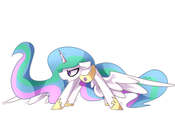 Size: 1280x826 | Tagged: safe, artist:nekosnicker, princess celestia, alicorn, pony, action pose, female, mare, simple background, solo, transparent background