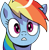 Size: 273x280 | Tagged: safe, artist:pencils, derpibooru import, idw, rainbow dash, pegasus, pony, spoiler:comic, spoiler:comic69, background removed, bust, official comic, reaction image, shocked, simple background, surprised, transparent background