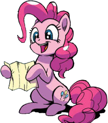 Size: 283x322 | Tagged: safe, artist:pencils, derpibooru import, idw, pinkie pie, earth pony, pony, spoiler:comic, spoiler:comic69, background removed, female, mare, official comic, simple background, solo, transparent background