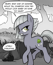 Size: 492x597 | Tagged: safe, artist:pencils, limestone pie, earth pony, pony, comic:anon's pie adventure, angry, cropped, dialogue, female, irony, mare, solo, speech bubble