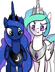 Size: 1071x1380 | Tagged: safe, artist:pencils, edit, editor:childofthenight, princess celestia, princess luna, alicorn, pony, comic:anon's pie adventure, alicorns only, background removed, comic, cute, duo, female, mare, royal sisters, simple background, sisters, smiling, transparent background, varying degrees of want