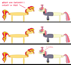 Size: 1884x1724 | Tagged: safe, artist:theotakux, moondancer, sunset shimmer, twilight sparkle, pony, unicorn, 1000 hours in ms paint, ask the poniz, implied lesbian, ms paint, shipping, twidancer