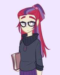 Size: 800x1000 | Tagged: safe, artist:looji, moondancer, human, equestria girls, adorkable, book, cute, dancerbetes, dork, equestria girls-ified, simple background, solo