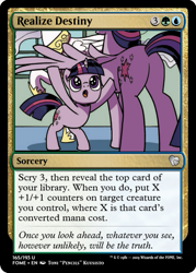 Size: 375x523 | Tagged: safe, artist:pencils, edit, idw, princess celestia, twilight sparkle, twilight sparkle (alicorn), unicorn twilight, alicorn, pony, unicorn, spoiler:comic, spoiler:comicidw2020, ccg, cute, magic the gathering, self paradox, trading card, trading card edit, twiabetes, twibutt, younger