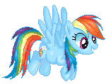 Size: 150x120 | Tagged: safe, artist:obsessedwithspace, rainbow dash, pegasus, pony, animated, gif, solo