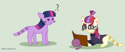 Size: 998x421 | Tagged: safe, artist:xxmoon-dancerxx, moondancer, twilight sparkle, cat, catified, species swap, twilight cat