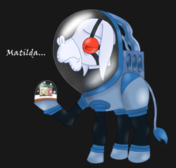 Size: 1357x1298 | Tagged: safe, artist:blackbewhite2k7, cranky doodle donkey, donkey, pony, batman, batman the animated series, crossover, dc comics, male, mr. freeze, ponified, simple background, snow globe, solo