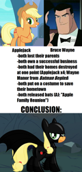 Size: 456x949 | Tagged: safe, derpibooru import, applejack, earth pony, pony, batman, bruce wayne, female, mare, text