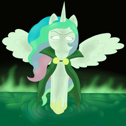 Size: 1700x1699 | Tagged: safe, artist:blackbewhite2k7, princess celestia, alicorn, pony, batman, crossover, lazarus pit, ra's al ghul, solo