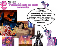 Size: 1346x1058 | Tagged: safe, twilight sparkle, unicorn twilight, pony, unicorn, batman, bravestarr, conan the adventurer, female, g.i. joe, inhumanoids, macross, robotech, twilight asks