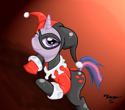 Size: 900x794 | Tagged: safe, artist:xnosidex, twilight sparkle, batman, harley quinn, twiley quinn, voice actor joke